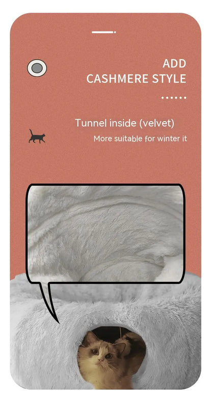 Cuddlio® Fluffy Cat Tunnel Bed